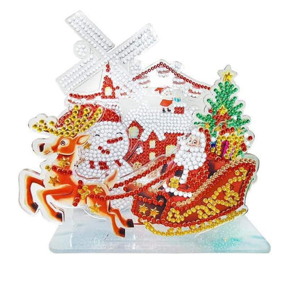 Diamond Painting Ornament Kits for Office Desktop Decor (Santa Delivers Present)