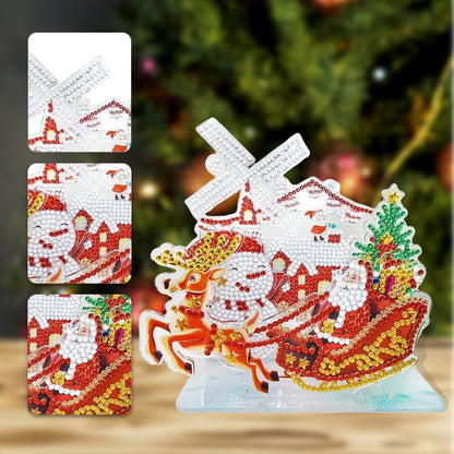 Diamond Painting Ornament Kits for Office Desktop Decor (Santa Delivers Present)