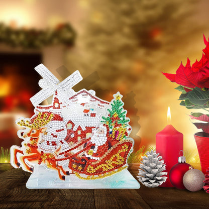 Diamond Painting Ornament Kits for Office Desktop Decor (Santa Delivers Present)