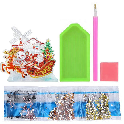 Diamond Painting Ornament Kits for Office Desktop Decor (Santa Delivers Present)