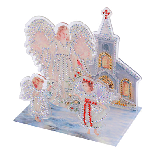 Diamond Painting Ornament Kits for Office Desktop Decor (Angel and Angel Baby)