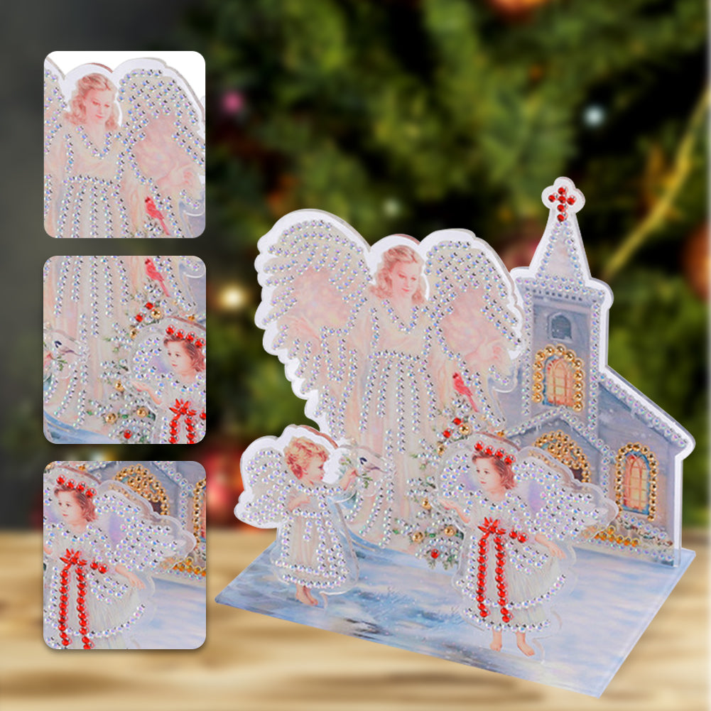 Diamond Painting Ornament Kits for Office Desktop Decor (Angel and Angel Baby)