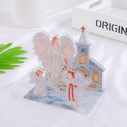 Diamond Painting Ornament Kits for Office Desktop Decor (Angel and Angel Baby)