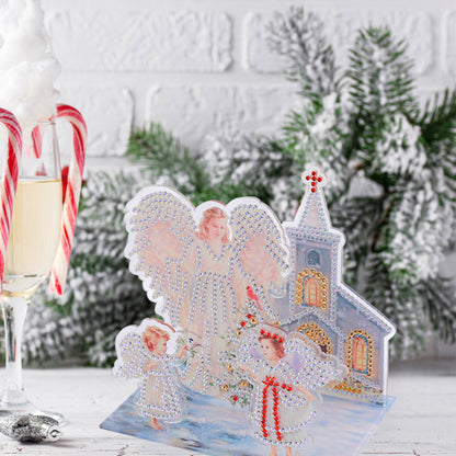 Diamond Painting Ornament Kits for Office Desktop Decor (Angel and Angel Baby)