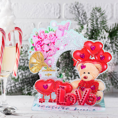 Diamond Painting Ornament Kits for Home Office Desktop Decor (Love Bear)