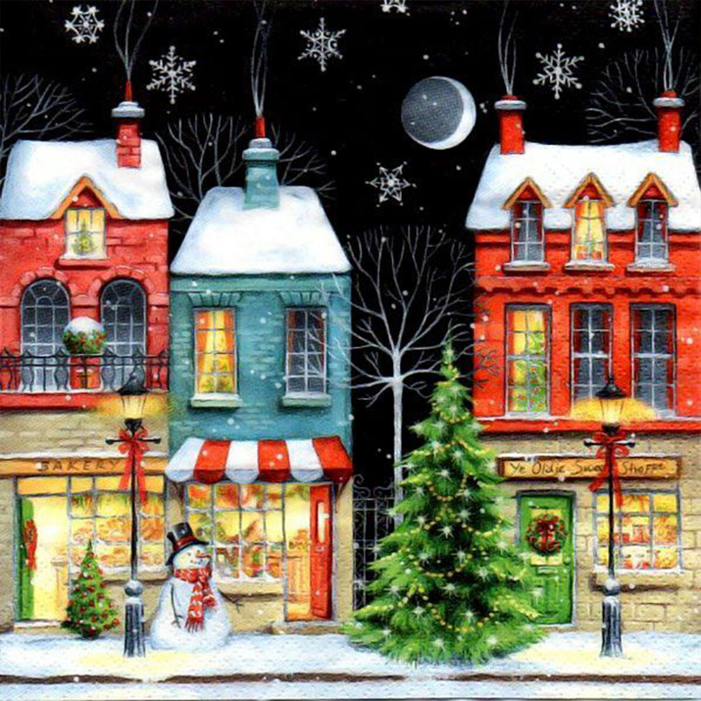 Christmas Snowy Night - Full Round Drill Diamond Painting 30*30CM