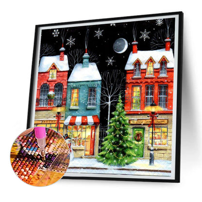 Christmas Snowy Night - Full Round Drill Diamond Painting 30*30CM