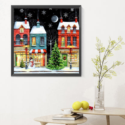 Christmas Snowy Night - Full Round Drill Diamond Painting 30*30CM