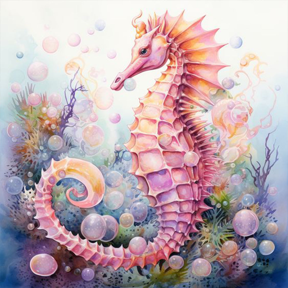 Pink Seahorse - Full Round Drill Diamond Painting 30*30CM