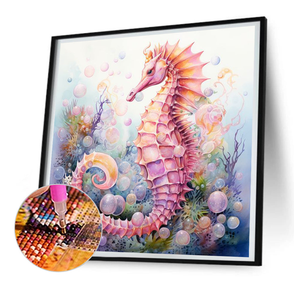 Pink Seahorse - Full Round Drill Diamond Painting 30*30CM