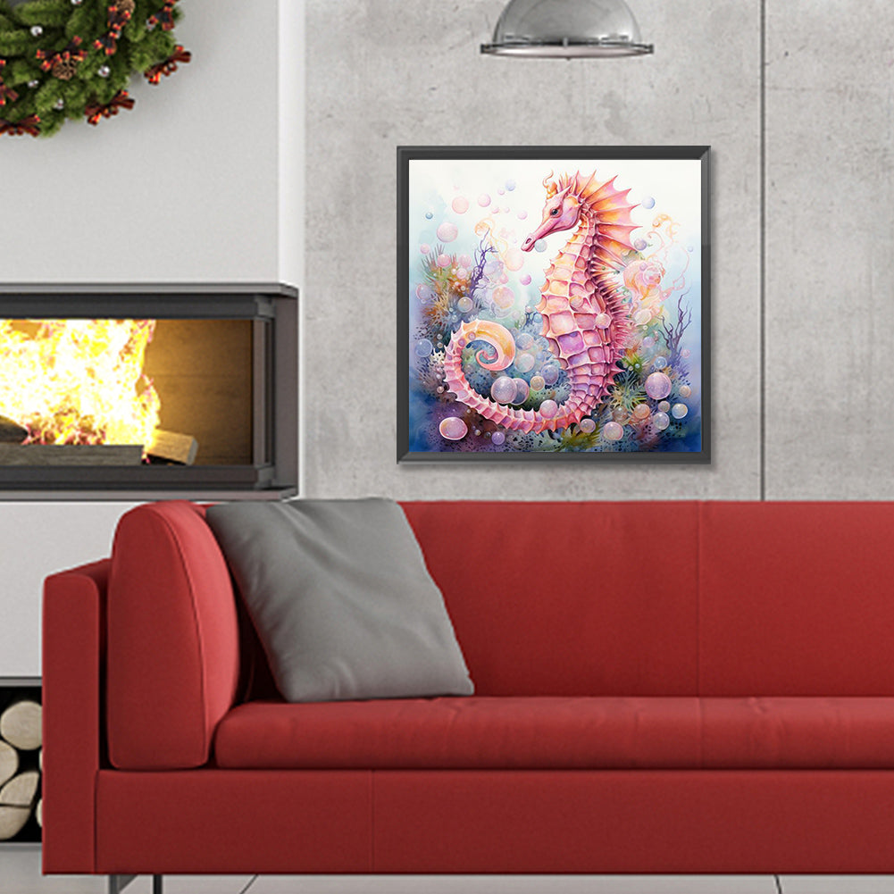 Pink Seahorse - Full Round Drill Diamond Painting 30*30CM