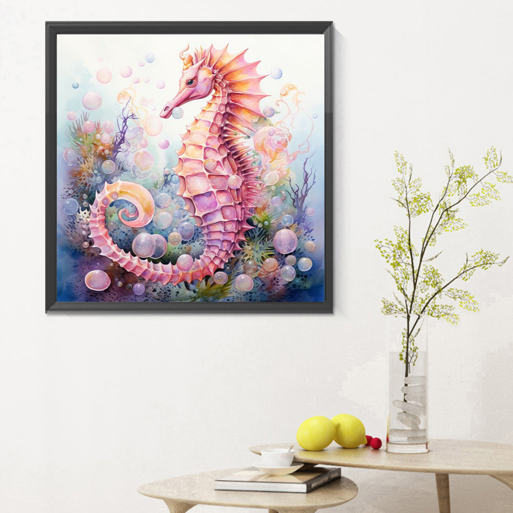 Pink Seahorse - Full Round Drill Diamond Painting 30*30CM