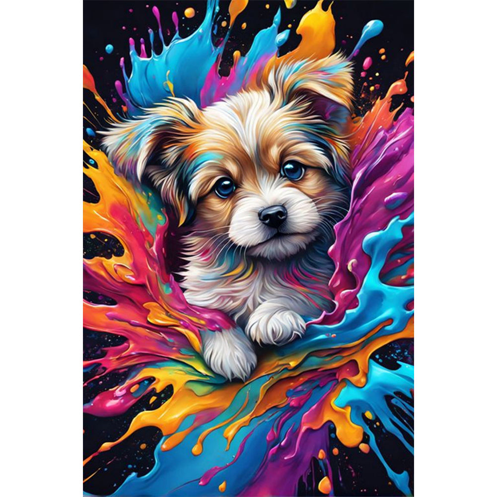 Color Paint Dog - Full Round Drill Diamond Painting 40*60CM