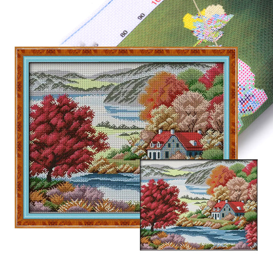 Red Maple Home - 14CT Stamped Cross Stitch 46*38CM(Joy Sunday)