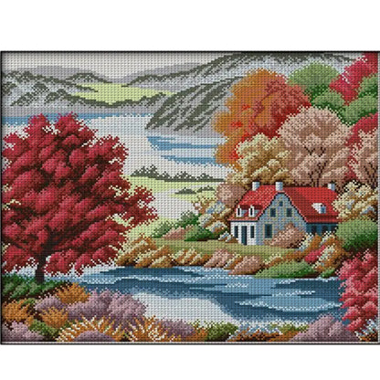 Red Maple Home - 14CT Stamped Cross Stitch 46*38CM(Joy Sunday)