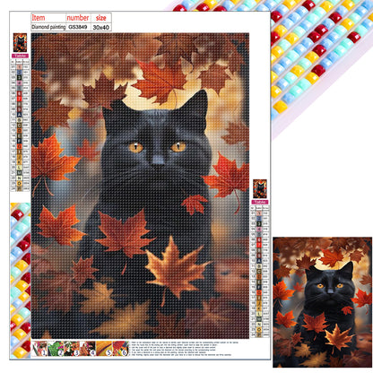 Black Cat In The Woods - Full Square Drill Diamond Painting 30*40CM