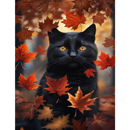 Black Cat In The Woods - Full Square Drill Diamond Painting 30*40CM