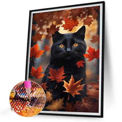 Black Cat In The Woods - Full Square Drill Diamond Painting 30*40CM