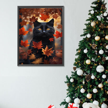 Black Cat In The Woods - Full Square Drill Diamond Painting 30*40CM