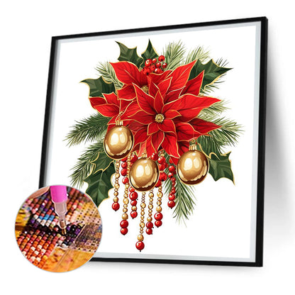 Christmas Red Flowers - Full Round Drill Diamond Painting 30*30CM