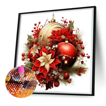 Christmas Red Flowers - Full Round Drill Diamond Painting 30*30CM