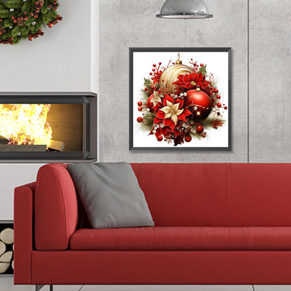 Christmas Red Flowers - Full Round Drill Diamond Painting 30*30CM