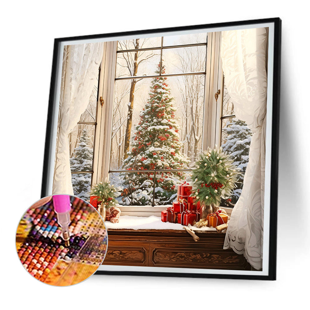 Windowsill Christmas Tree - Full Round Drill Diamond Painting 30*30CM