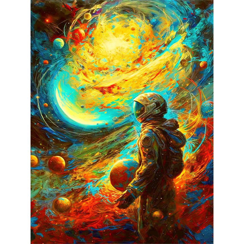 Planets And Astronauts - Full Round Drill Diamond Painting 30*40CM