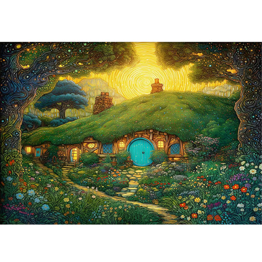 Hobbit Hut - 11CT Stamped Cross Stitch 65*50CM