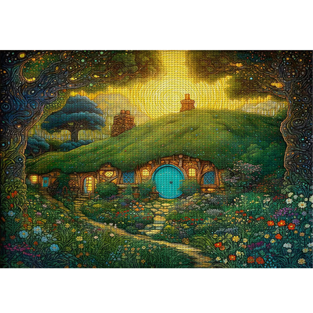 Hobbit Hut - 11CT Stamped Cross Stitch 65*50CM
