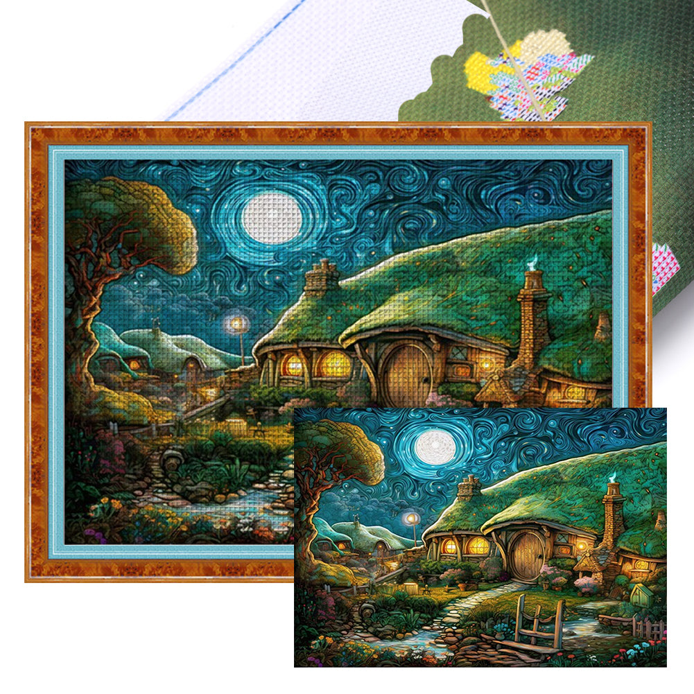 Hobbit Hut - 11CT Stamped Cross Stitch 65*50CM