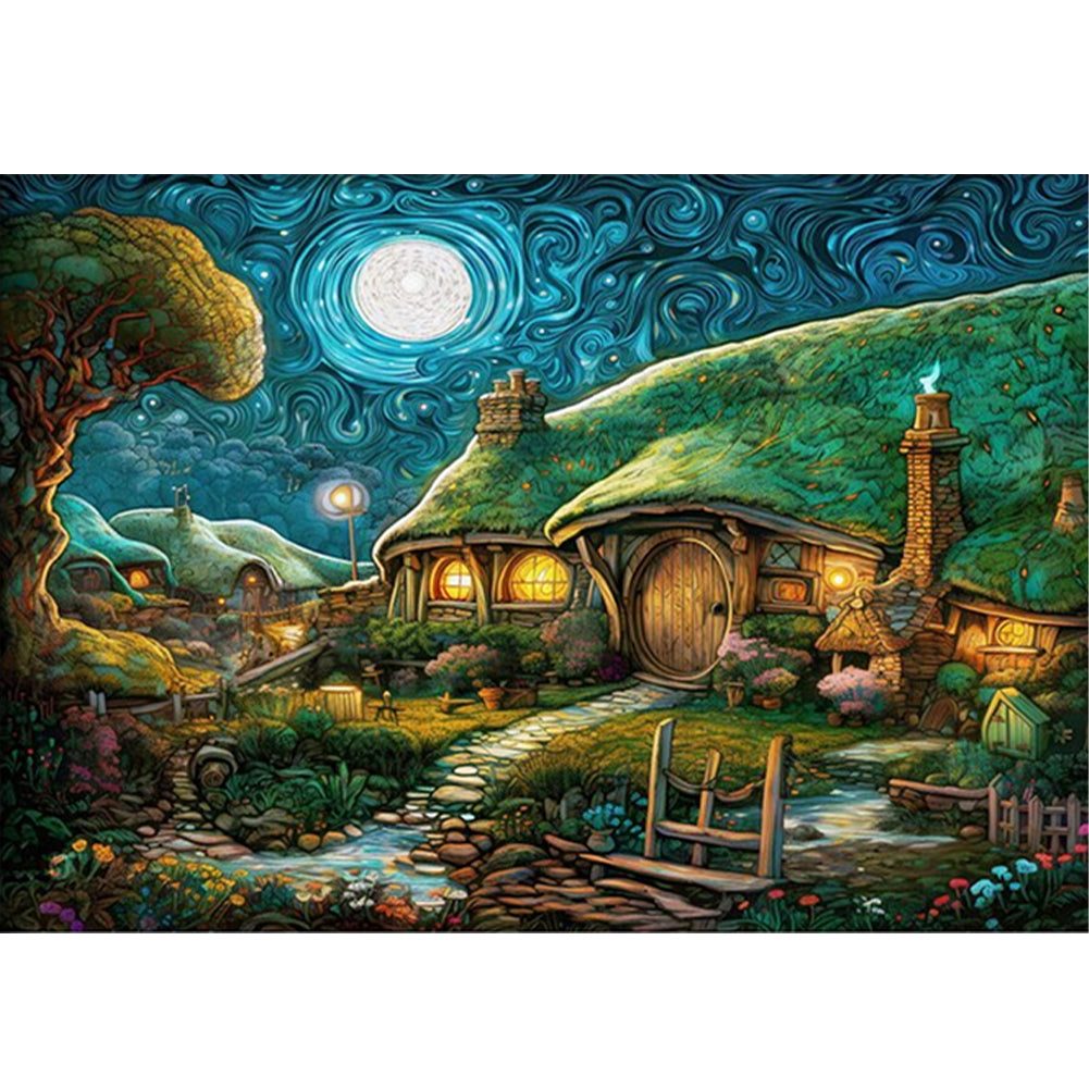 Hobbit Hut - 11CT Stamped Cross Stitch 65*50CM
