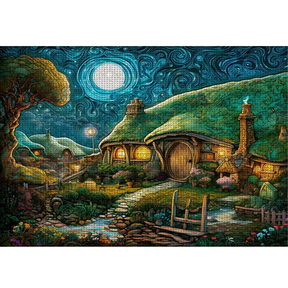 Hobbit Hut - 11CT Stamped Cross Stitch 65*50CM