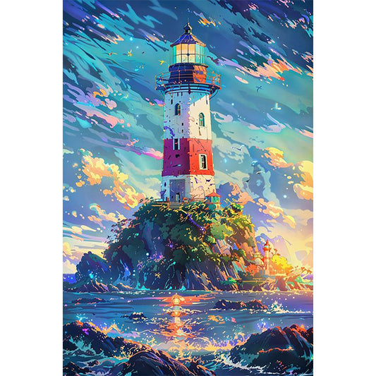 Island Lighthouse - Full Round Drill Diamond Painting 40*60CM
