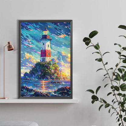 Island Lighthouse - Full Round Drill Diamond Painting 40*60CM
