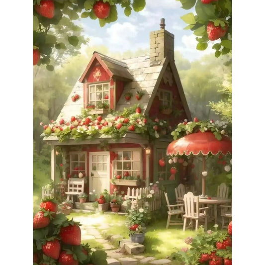 Strawberry House - Full Round Drill Diamond Painting 30*40CM