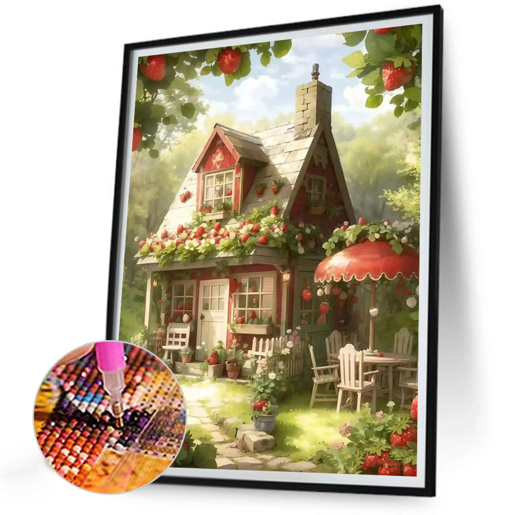 Strawberry House - Full Round Drill Diamond Painting 30*40CM