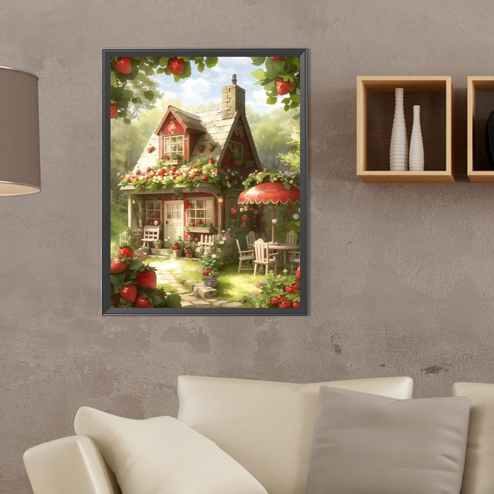 Strawberry House - Full Round Drill Diamond Painting 30*40CM