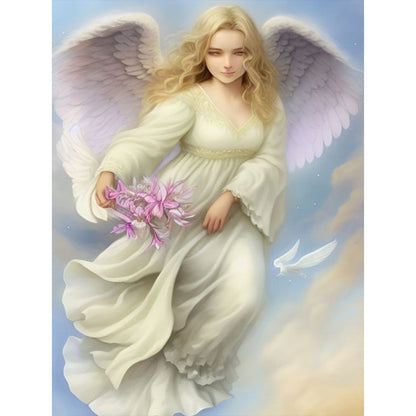 Flower-Carrying Angel - Full Round AB Drill Diamond Painting 30*40CM