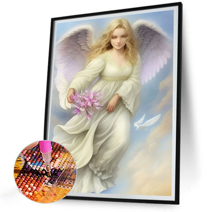 Flower-Carrying Angel - Full Round AB Drill Diamond Painting 30*40CM