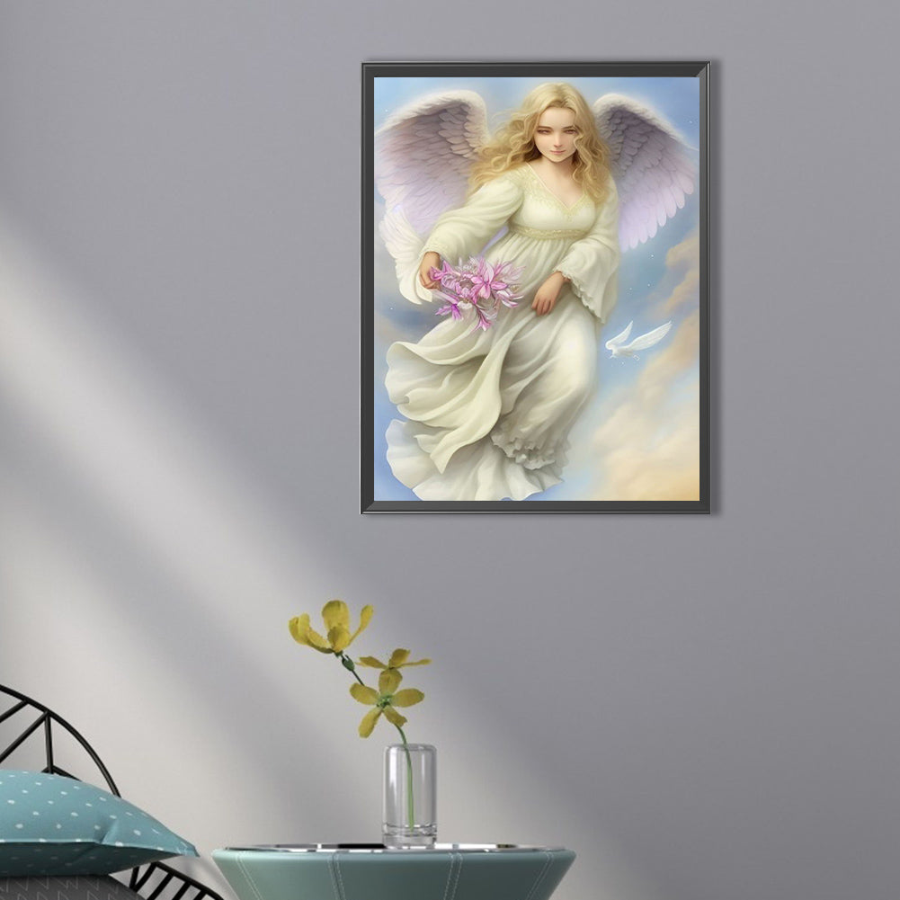 Flower-Carrying Angel - Full Round AB Drill Diamond Painting 30*40CM