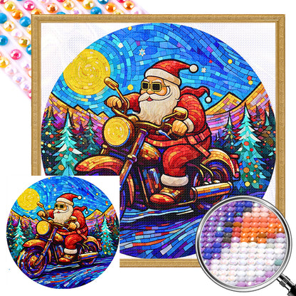 Santa Claus Riding A Motorcycle - Full Round AB Drill Diamond Painting 40*40CM