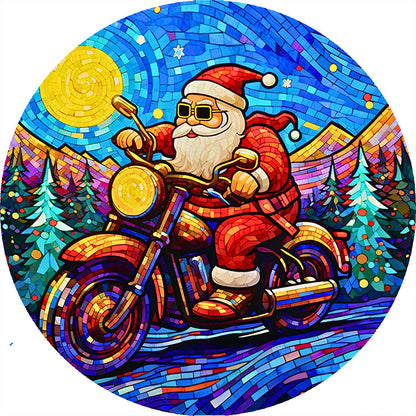 Santa Claus Riding A Motorcycle - Full Round AB Drill Diamond Painting 40*40CM