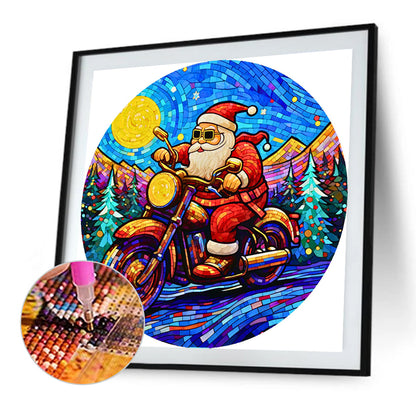 Santa Claus Riding A Motorcycle - Full Round AB Drill Diamond Painting 40*40CM