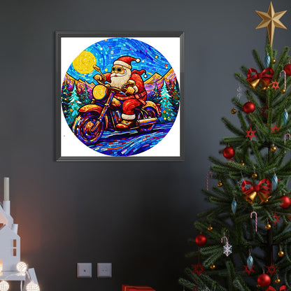 Santa Claus Riding A Motorcycle - Full Round AB Drill Diamond Painting 40*40CM