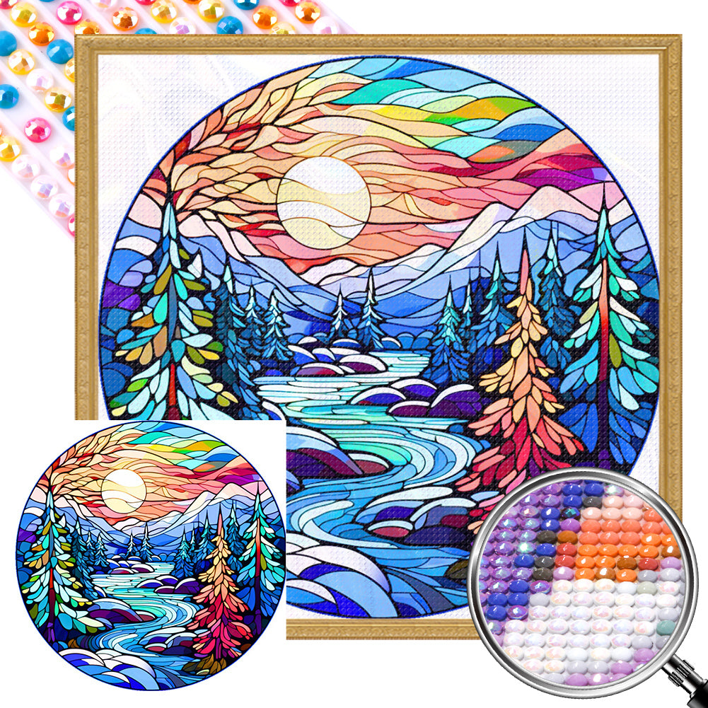 Stained Glass Forest - Full Round AB Drill Diamond Painting 40*40CM