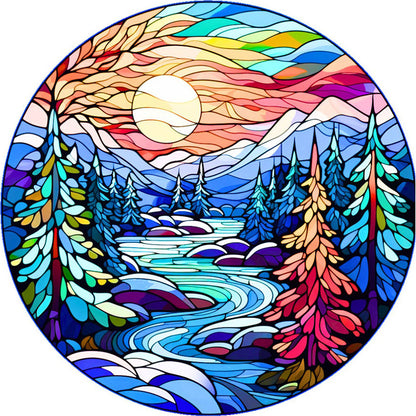 Stained Glass Forest - Full Round AB Drill Diamond Painting 40*40CM