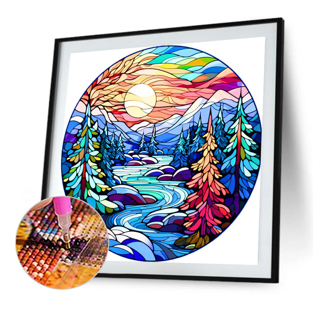 Stained Glass Forest - Full Round AB Drill Diamond Painting 40*40CM