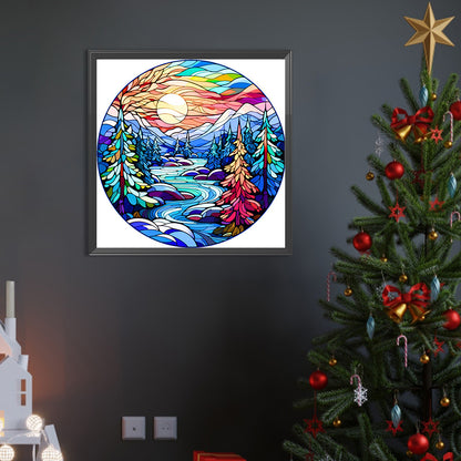 Stained Glass Forest - Full Round AB Drill Diamond Painting 40*40CM