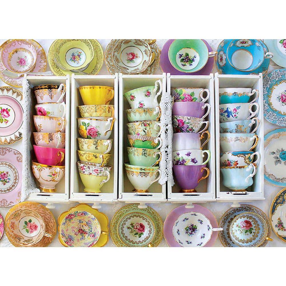 Colorful Tea Cups - Full Round AB Drill Diamond Painting 55*40CM